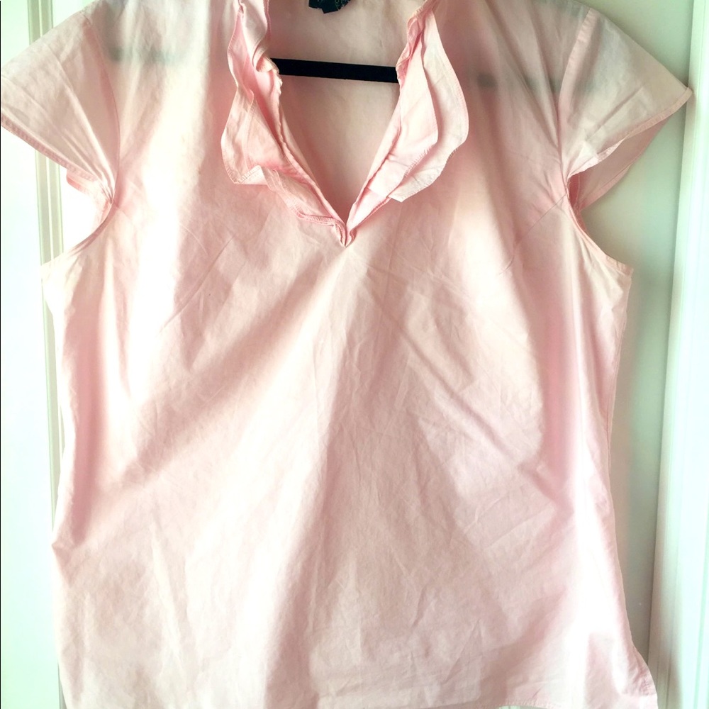 Talbots blouse 👚 very pretty baby pink and dramatic neckline